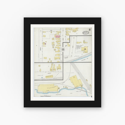 Old map wall art mockup — black gallery frame with white mat — Sanborn Fire Insurance Map from Mayville, Chautauqua County, New York (1895), Sheet #0002