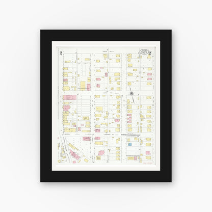 Old map wall art mockup — black gallery frame with white mat — Sanborn Fire Insurance Map from Dupo, Saint Clair County, Illinois (1928), Sheet #0002