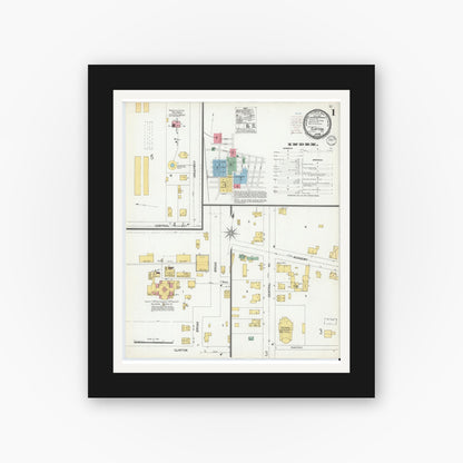 Old map wall art mockup — black gallery frame with white mat — Sanborn Fire Insurance Map from Clayton, Gloucester County, New Jersey (1900) - Complete Map Set