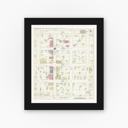 Old map wall art mockup — black gallery frame with white mat — Sanborn Fire Insurance Map from Fennimore, Grant County, Wisconsin (1912), Sheet #0003