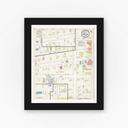 Old map wall art mockup — black gallery frame with white mat — Sanborn Fire Insurance Map from East Troy, Walworth County, Wisconsin (1912) - Complete Map Set