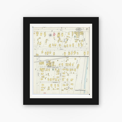 Old map wall art mockup — black gallery frame with white mat — Sanborn Fire Insurance Map from Conneaut, Ashtabula County, Ohio (1898), Sheet #0007