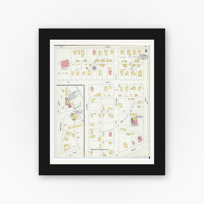 Old map wall art mockup — black gallery frame with white mat — Sanborn Fire Insurance Map from Delta, Fulton County, Ohio (1905), Sheet #0002