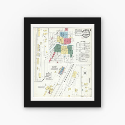 Old map wall art mockup — black gallery frame with white mat — Sanborn Fire Insurance Map from Fort Atkinson, Jefferson County, Wisconsin (1909) - Complete Map Set
