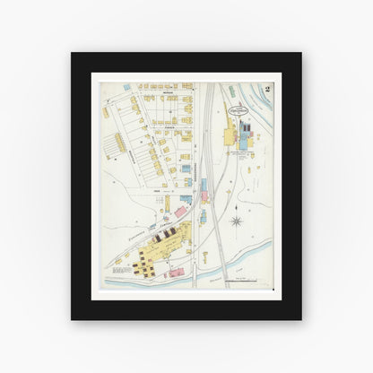 Old map wall art mockup — black gallery frame with white mat — Sanborn Fire Insurance Map from Duncannon, Perry County, Pennsylvania (1899), Sheet #0002