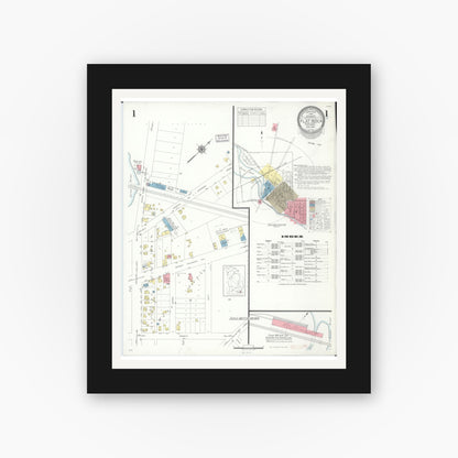 Old map wall art mockup — black gallery frame with white mat — Sanborn Fire Insurance Map from Flat Rock, Wayne County, Michigan (1941) - Complete Map Set