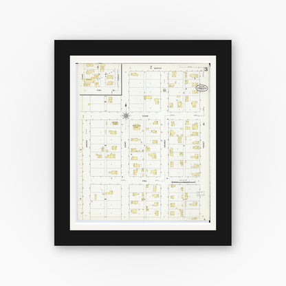 Old map wall art mockup — black gallery frame with white mat — Sanborn Fire Insurance Map from Standish, Arenac County, Michigan (1909), Sheet #0003