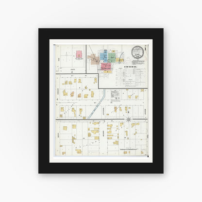 Old map wall art mockup — black gallery frame with white mat — Sanborn Fire Insurance Map from Clare, Clare County, Michigan (1899) - Complete Map Set