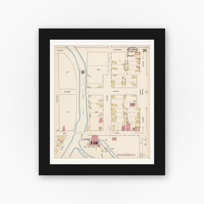 Old map wall art mockup — black gallery frame with white mat — Sanborn Fire Insurance Map from Bellefonte, Centre County, Pennsylvania (1922), Sheet #0026