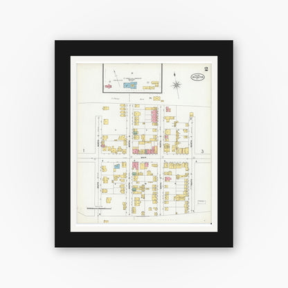 Old map wall art mockup — black gallery frame with white mat — Sanborn Fire Insurance Map from Irvington, Westchester County, New York (1900), Sheet #0002