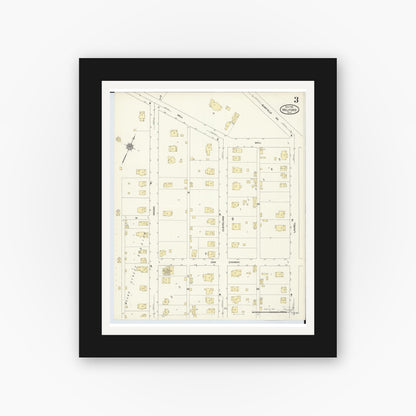 Old map wall art mockup — black gallery frame with white mat — Sanborn Fire Insurance Map from Milford, Clermont And Hamilton County, Ohio (1911), Sheet #0003