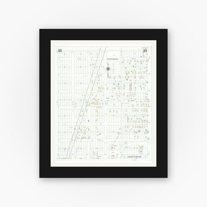 Old map wall art mockup — black gallery frame with white mat — Sanborn Fire Insurance Map from Borger, Hutchinson County, Texas (1940), Sheet #0011
