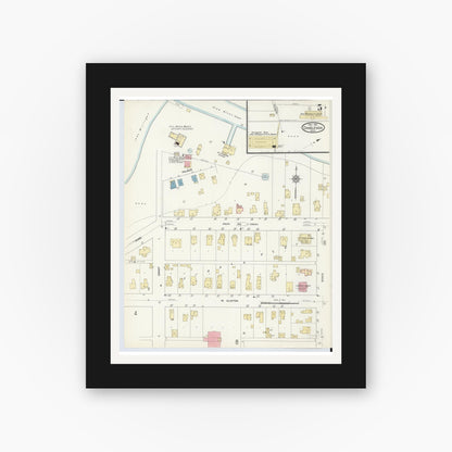 Old map wall art mockup — black gallery frame with white mat — Sanborn Fire Insurance Map from Charlevoix, Charlevoix County, Michigan (1912), Sheet #0005
