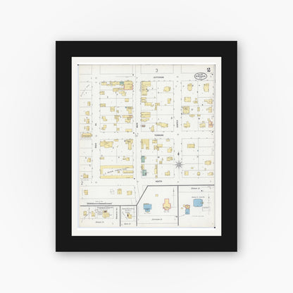 Old map wall art mockup — black gallery frame with white mat — Sanborn Fire Insurance Map from Viroqua, Vernon County, Wisconsin (1900), Sheet #0002
