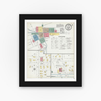 Old map wall art mockup — black gallery frame with white mat — Sanborn Fire Insurance Map from Ilion, Herkimer County, New York (1902) - Complete Map Set