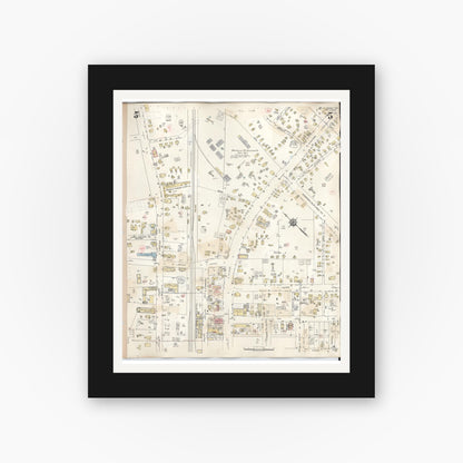 Old map wall art mockup — black gallery frame with white mat — Sanborn Fire Insurance Map from Kilgore, Gregg County, Texas (1950), Sheet #0005
