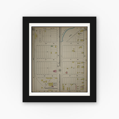 Old map wall art mockup — black gallery frame with white mat — Sanborn Fire Insurance Map from New Jersey Coast, New Jersey Coast, New Jersey (1890), Sheet #0011