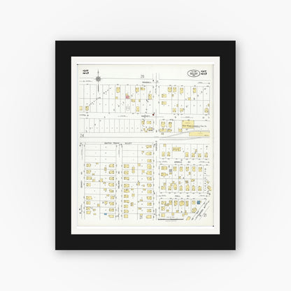 Old map wall art mockup — black gallery frame with white mat — Sanborn Fire Insurance Map from Beloit, Rock County, Wisconsin (1926), Sheet #0025