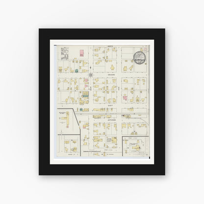 Old map wall art mockup — black gallery frame with white mat — Sanborn Fire Insurance Map from West Manchester, Preble County, Ohio (1895), Sheet #0001
