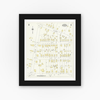 Old map wall art mockup — black gallery frame with white mat — Sanborn Fire Insurance Map from Emporium, Cameron County, Pennsylvania (1925), Sheet #0002