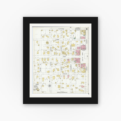 Old map wall art mockup — black gallery frame with white mat — Sanborn Fire Insurance Map from Marion, Williamson County, Illinois (1900), Sheet #0004