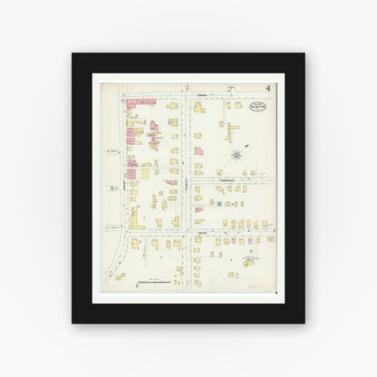Old map wall art mockup — black gallery frame with white mat — Sanborn Fire Insurance Map from Newton, Sussex County, New Jersey (1897), Sheet #0004