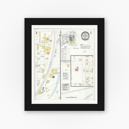 Old map wall art mockup — black gallery frame with white mat — Sanborn Fire Insurance Map from Butler, Richland County, Ohio (1926) - Complete Map Set
