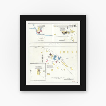 Old map wall art mockup — black gallery frame with white mat — Sanborn Fire Insurance Map from Herrin, Williamson County, Illinois (1922), Sheet #0021