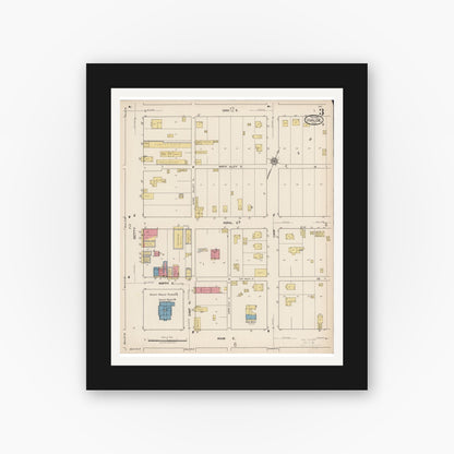Old map wall art mockup — black gallery frame with white mat — Sanborn Fire Insurance Map from Uvalde, Uvalde County, Texas (1922), Sheet #0003