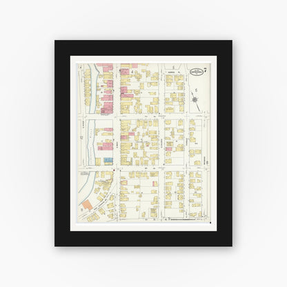 Old map wall art mockup — black gallery frame with white mat — Sanborn Fire Insurance Map from Carbondale, Lackawanna County, Pennsylvania (1912), Sheet #0007