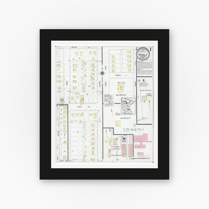 Old map wall art mockup — black gallery frame with white mat — Sanborn Fire Insurance Map from Marble, Itasca County, Minnesota (1921) - Complete Map Set
