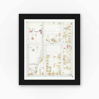 Old map wall art mockup — black gallery frame with white mat — Sanborn Fire Insurance Map from Gallipolis, Gallia County, Ohio (1900), Sheet #0002