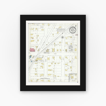 Old map wall art mockup — black gallery frame with white mat — Sanborn Fire Insurance Map from Brockton, Edgar County, Illinois (1909) - Complete Map Set
