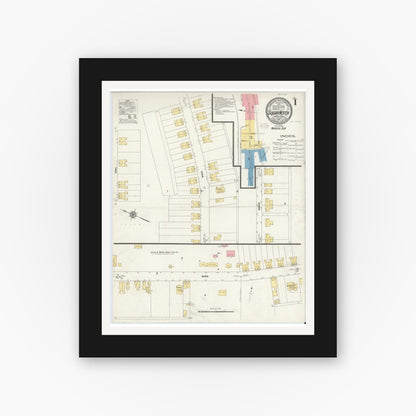 Old map wall art mockup — black gallery frame with white mat — Sanborn Fire Insurance Map from Sugar Notch, Luzerne County, Pennsylvania (1911) - Complete Map Set