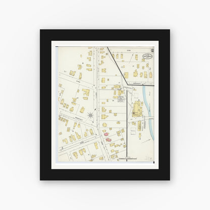 Old map wall art mockup — black gallery frame with white mat — Sanborn Fire Insurance Map from Ashtabula, Ashtabula County, Ohio (1898), Sheet #0002