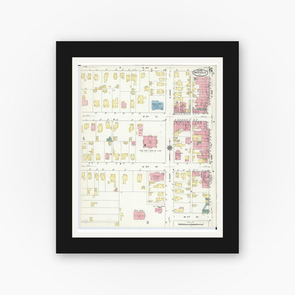 Old map wall art mockup — black gallery frame with white mat — Sanborn Fire Insurance Map from Marysville, Union County, Ohio (1910), Sheet #0006