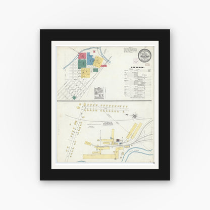 Old map wall art mockup — black gallery frame with white mat — Sanborn Fire Insurance Map from Falls Creek, Jefferson And Clearfield Counties, Pennsylvania (1906) - Complete Map Set