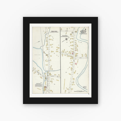 Old map wall art mockup — black gallery frame with white mat — Sanborn Fire Insurance Map from Townsend, Middlesex County, Massachusetts (1917), Sheet #0004