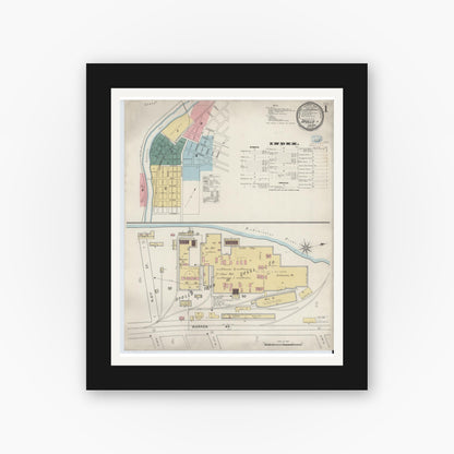 Old map wall art mockup — black gallery frame with white mat — Sanborn Fire Insurance Map from Apollo, Armstrong County, Pennsylvania (1894), Sheet #0001
