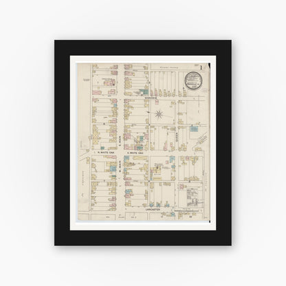 Old map wall art mockup — black gallery frame with white mat — Sanborn Fire Insurance Map from Annville, Lebanon County, Pennsylvania (1887) - Complete Map Set