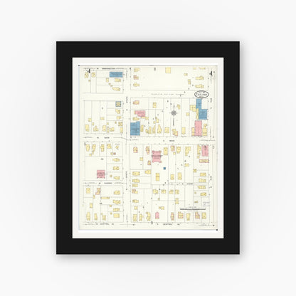 Old map wall art mockup — black gallery frame with white mat — Sanborn Fire Insurance Map from Zeeland, Ottawa County, Michigan (1923), Sheet #0004