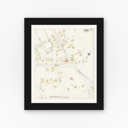 Old map wall art mockup — black gallery frame with white mat — Sanborn Fire Insurance Map from Jackson, Amador County, California (1912), Sheet #0007