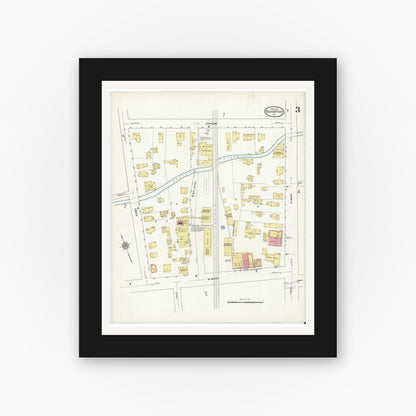Old map wall art mockup — black gallery frame with white mat — Sanborn Fire Insurance Map from Bainbridge, Chenango County, New York (1912), Sheet #0003