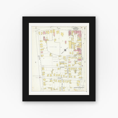 Old map wall art mockup — black gallery frame with white mat — Sanborn Fire Insurance Map from Newton, Sussex County, New Jersey (1911), Sheet #0007