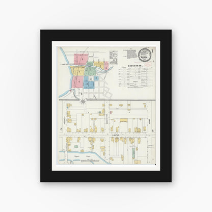 Old map wall art mockup — black gallery frame with white mat — Sanborn Fire Insurance Map from Belvidere, Warren County, New Jersey (1897) - Complete Map Set