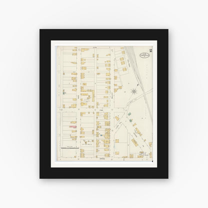 Old map wall art mockup — black gallery frame with white mat — Sanborn Fire Insurance Map from Frackville, Schuylkill County, Pennsylvania (1898), Sheet #0002
