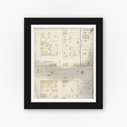 Old map wall art mockup — black gallery frame with white mat — Sanborn Fire Insurance Map from Ada, Norman County, Minnesota (1894), Sheet #0002