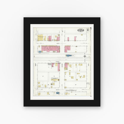 Old map wall art mockup — black gallery frame with white mat — Sanborn Fire Insurance Map from Grand Prairie, Dallas County, Texas (1920), Sheet #0002