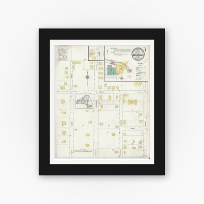 Old map wall art mockup — black gallery frame with white mat — Sanborn Fire Insurance Map from Marlborough, Ulster County, New York (1912) - Complete Map Set