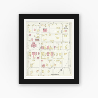Old map wall art mockup — black gallery frame with white mat — Sanborn Fire Insurance Map from Marion, Smyth County, Virginia (1913), Sheet #0005